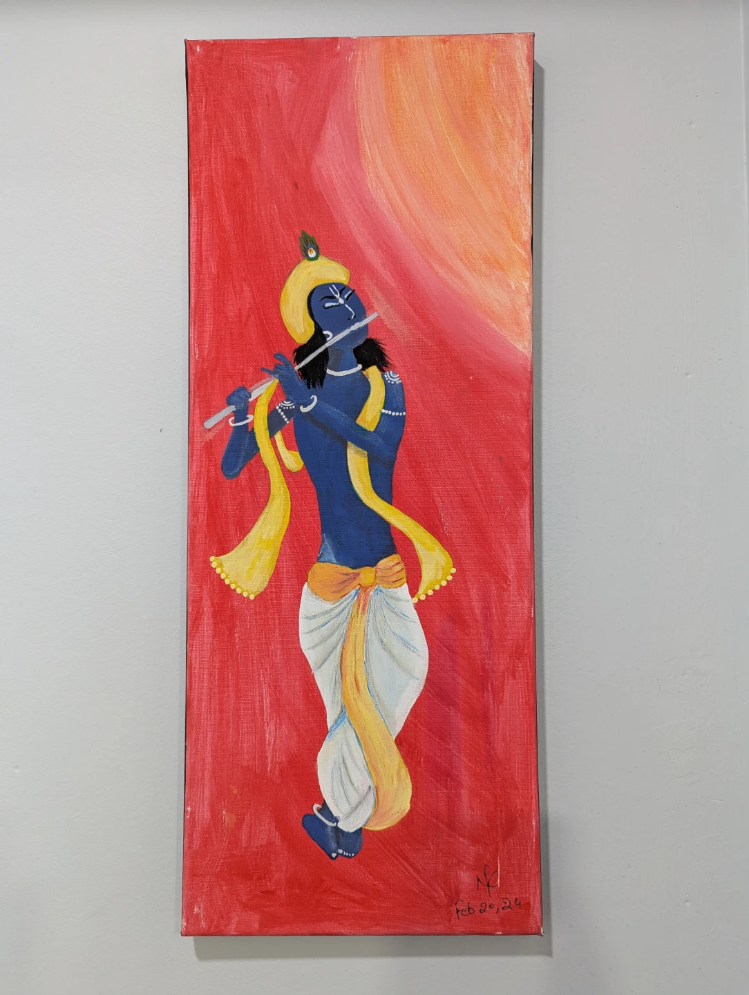Painting of Krishna playing the flute