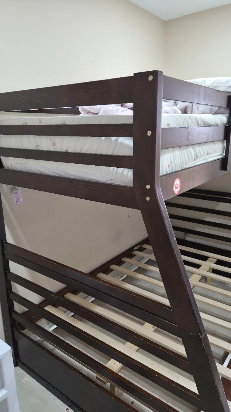 Dark Wood Double/Full & Twin Bunk Bed with Storage Drawers - photo 2