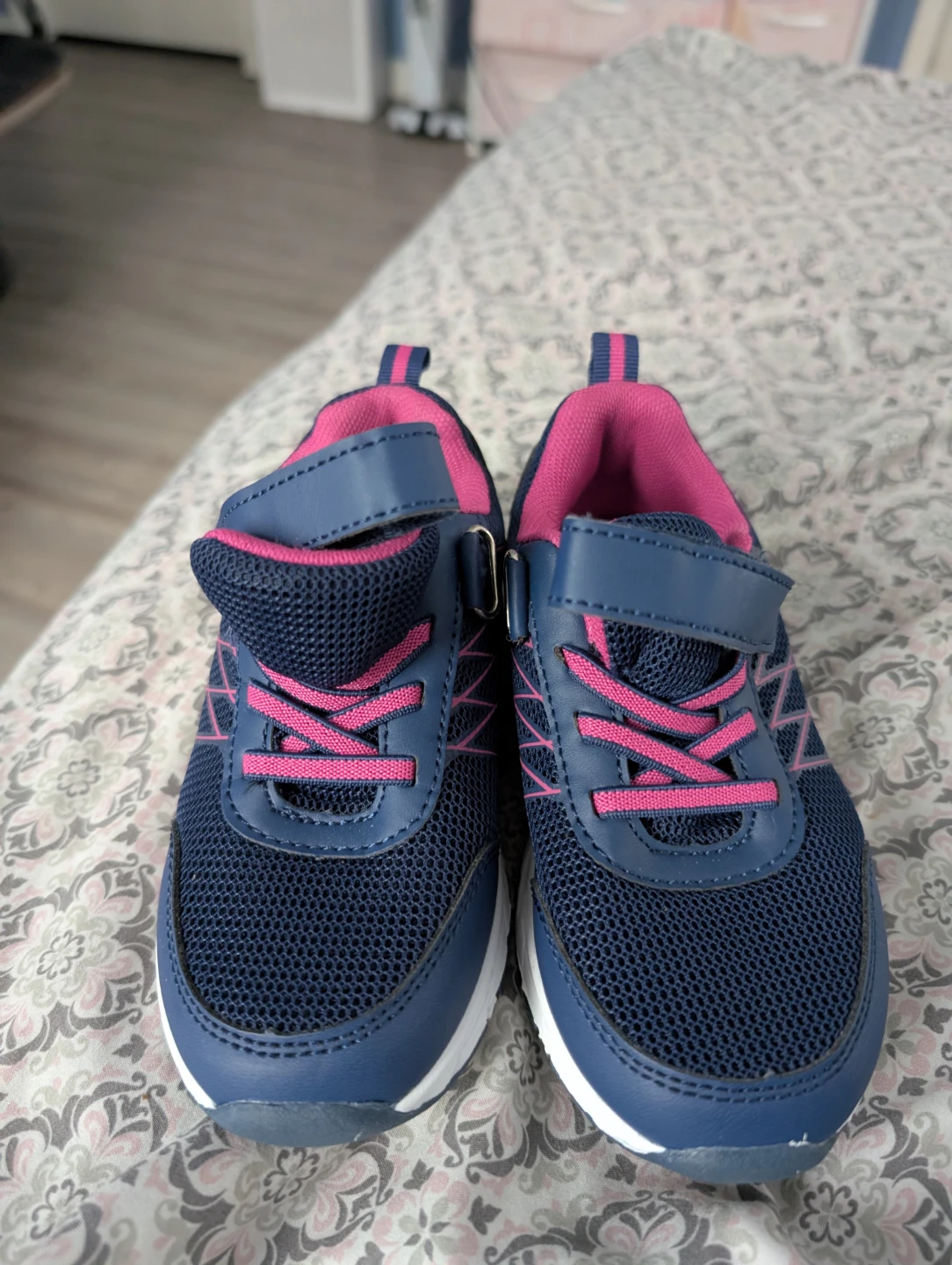 Blue and pink kids sneakers