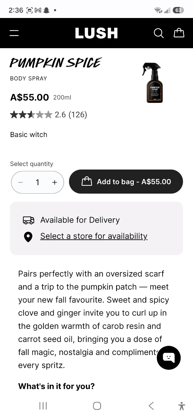 Lush Pumpkin Spice Body Spray 200ml - photo 2