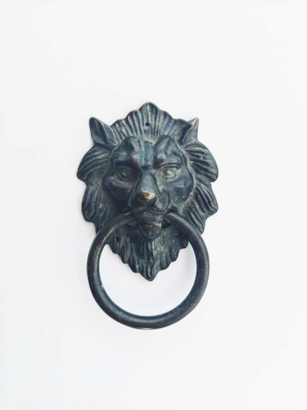 Vintage Bronze Lion Head Door Knocker - Solid Metal Hardware