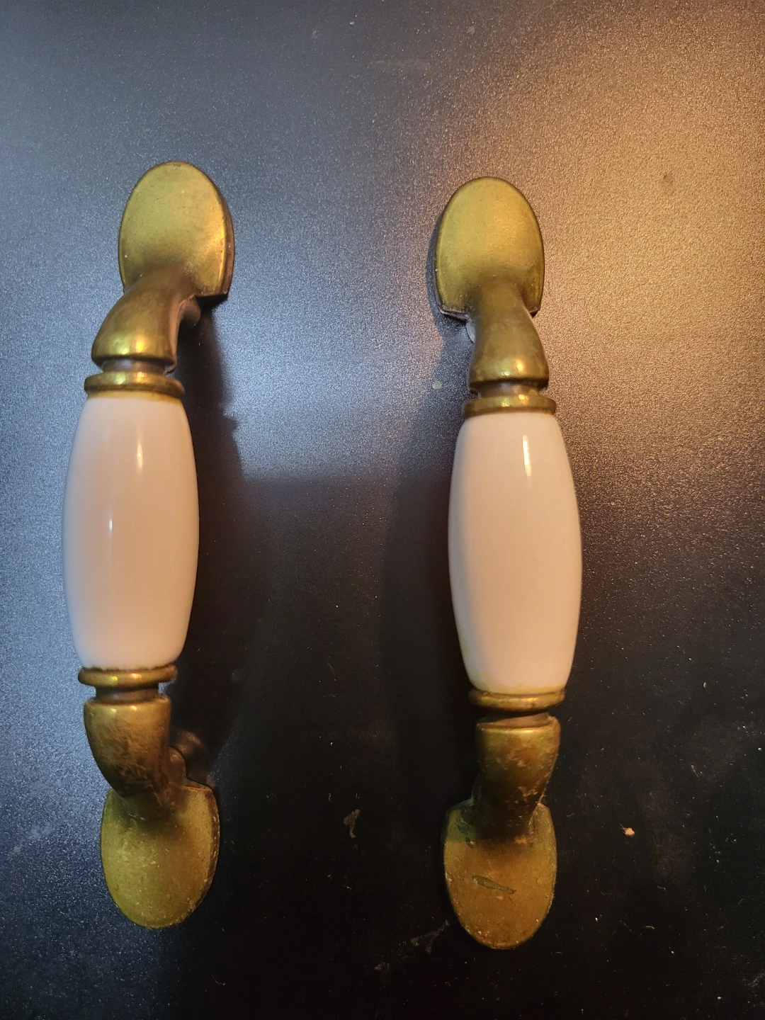 Ceramic and Brass Cabinet Handles