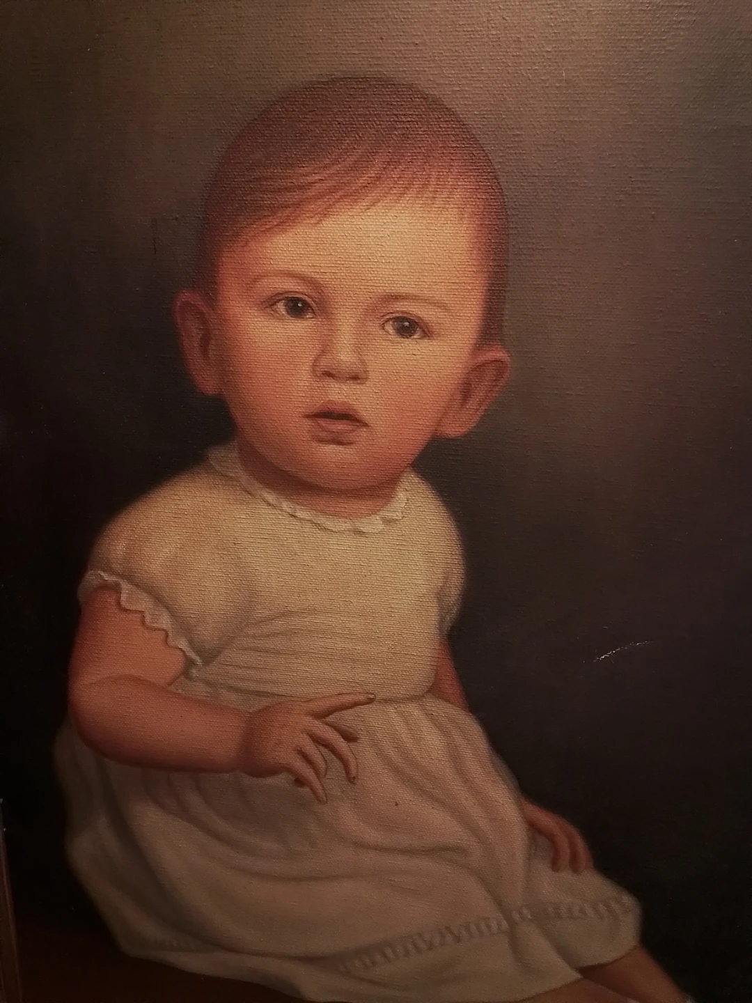 Antique 1932 American Folk Art Style Child Portrait - photo 3