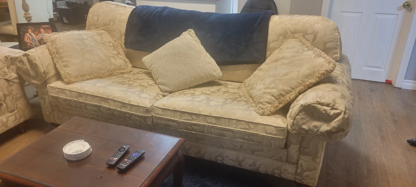 Beige Floral Sofa and Loveseat Set - photo 4