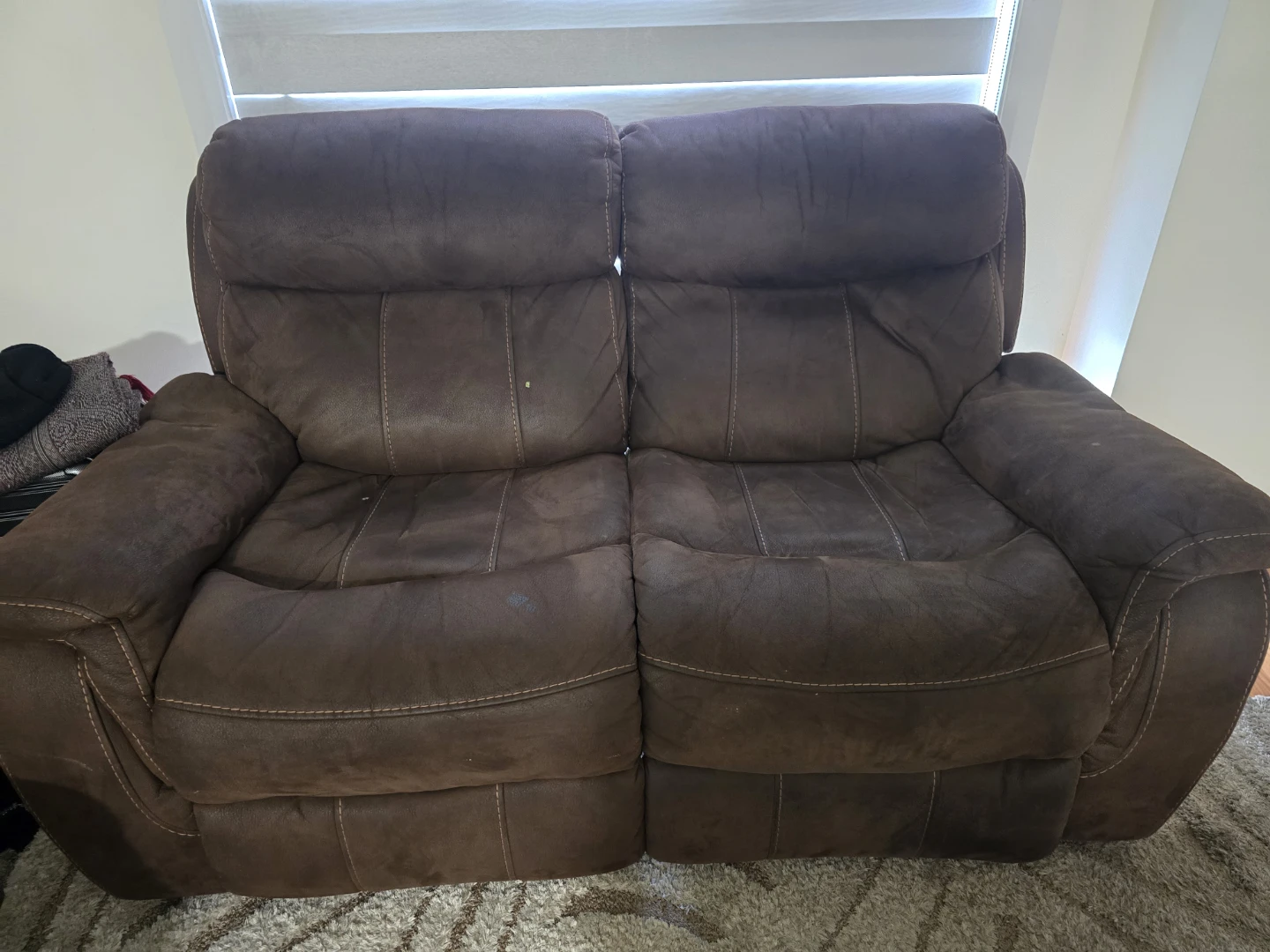 Brown Suede Reclining Sofa - photo 2