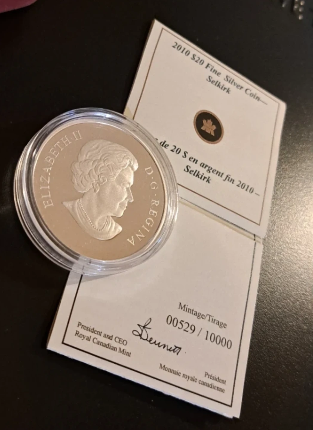 2010 Royal Canadian Mint $20 Selkirk, .9999 Fine Silver Coin - photo 5