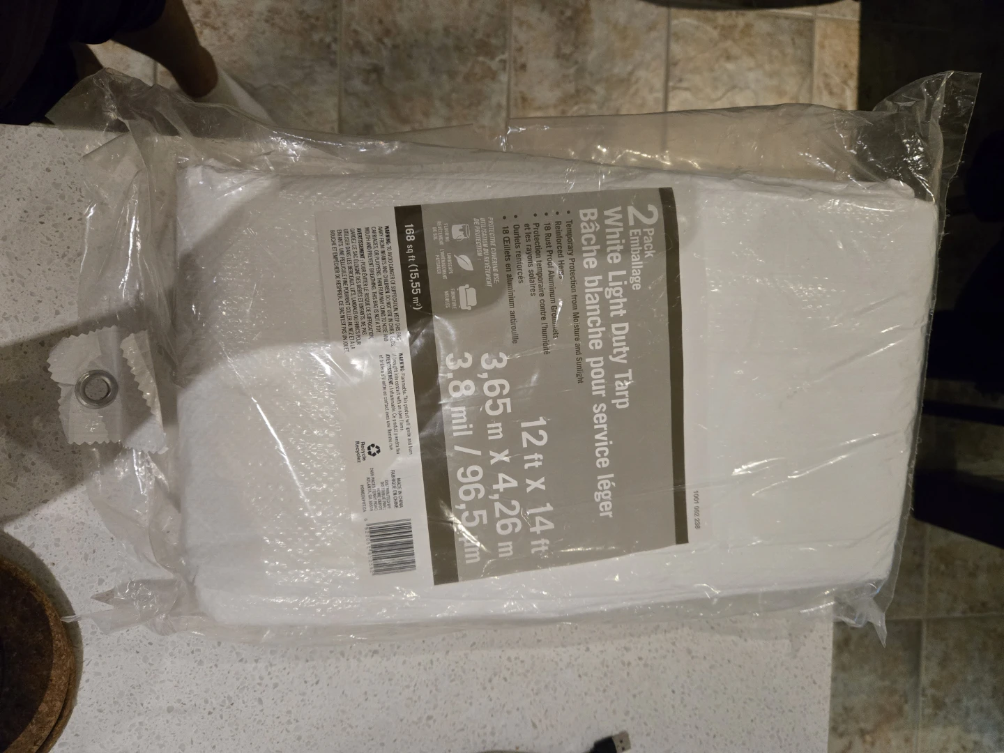 2 Pack HDG White Light Duty Tarps 12ft x 14ft