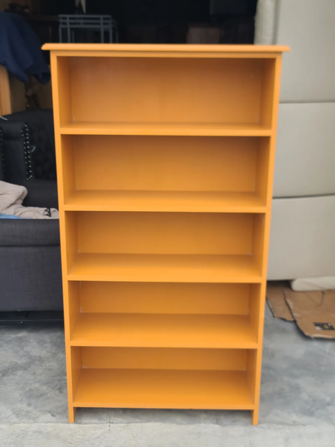 Mustard Yellow 5-Shelf Wooden Bookcase
