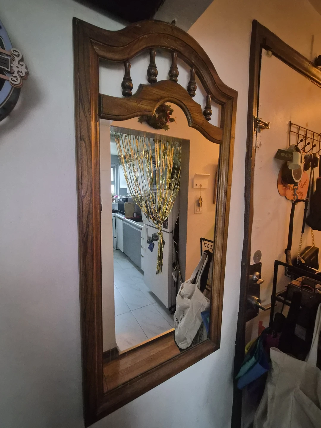 Large Vintage Solid Wood Wall Mirror - photo 2
