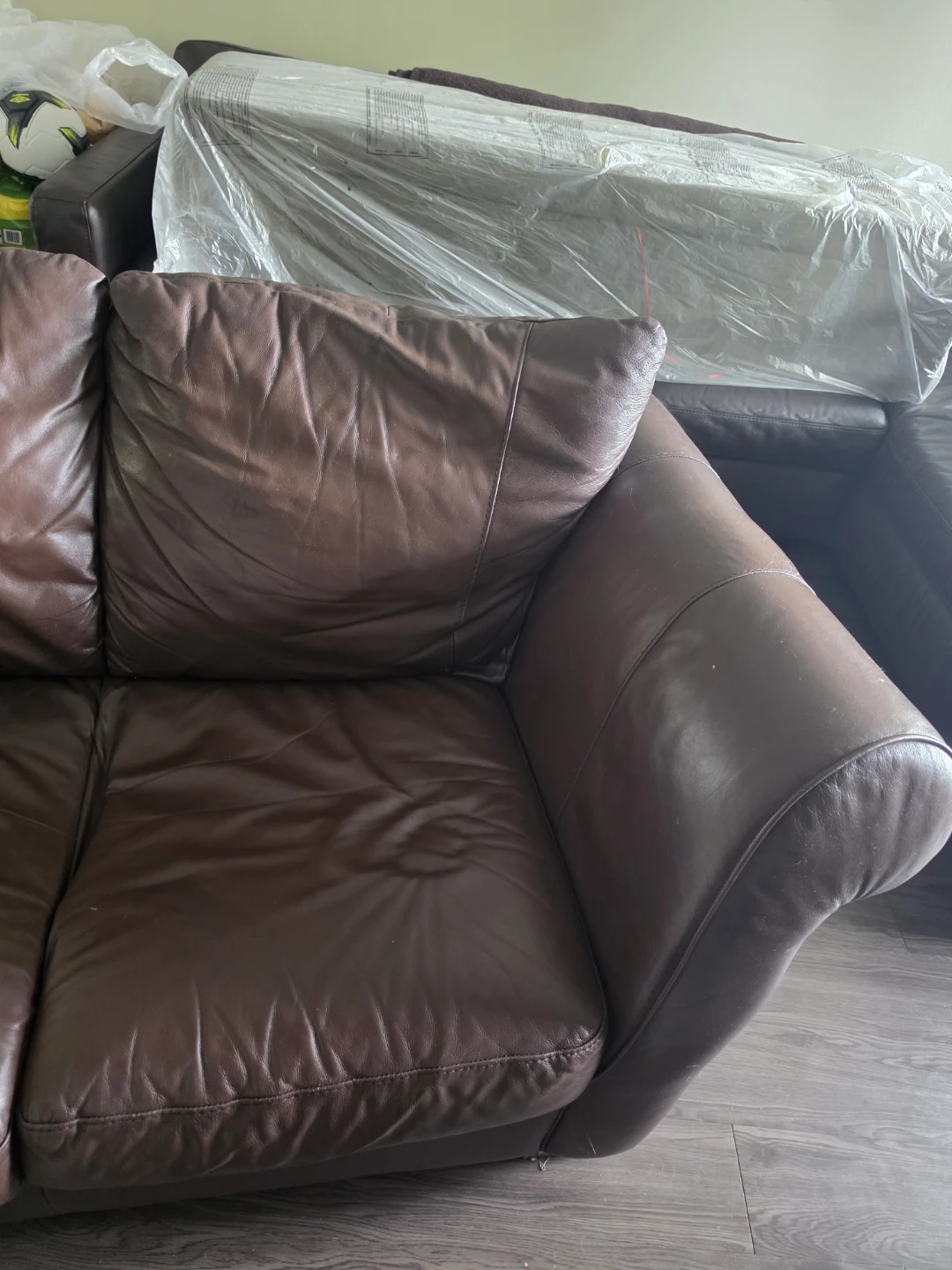Dark Brown Leather Sofa - photo 5