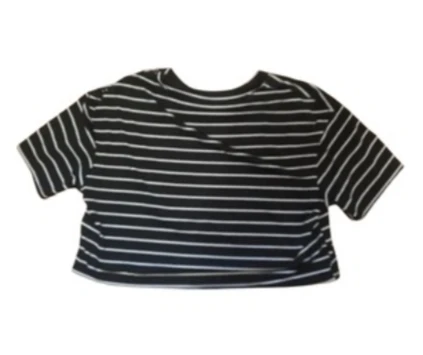 Black and white striped cropped t-shirt