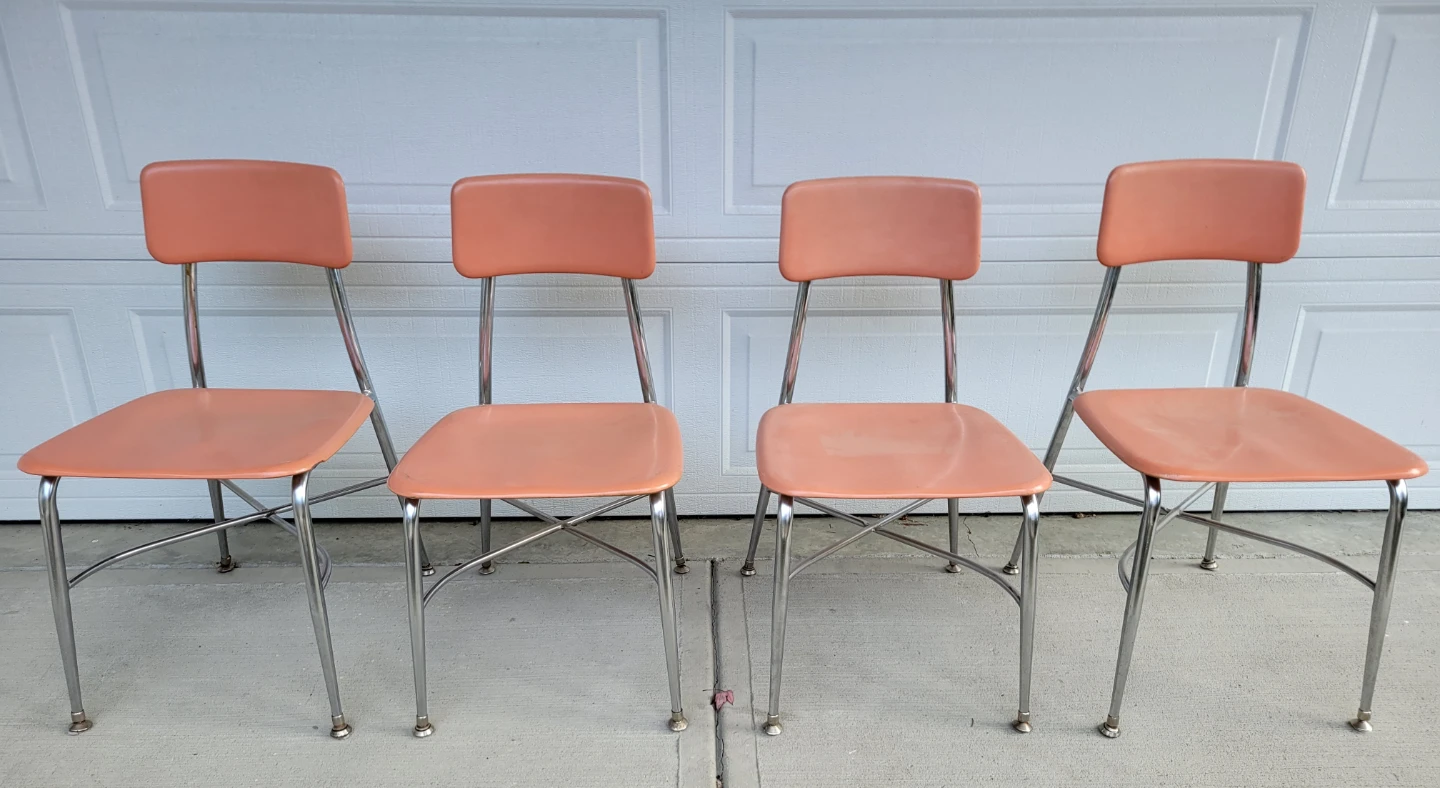 Vintage Mid-Century Heywood-Wakefield Chrome & Pink Chairs. - photo 2