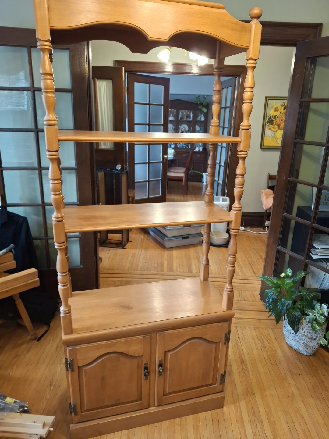 Vintage Wooden Shelving Unit with Cabinet - photo 2