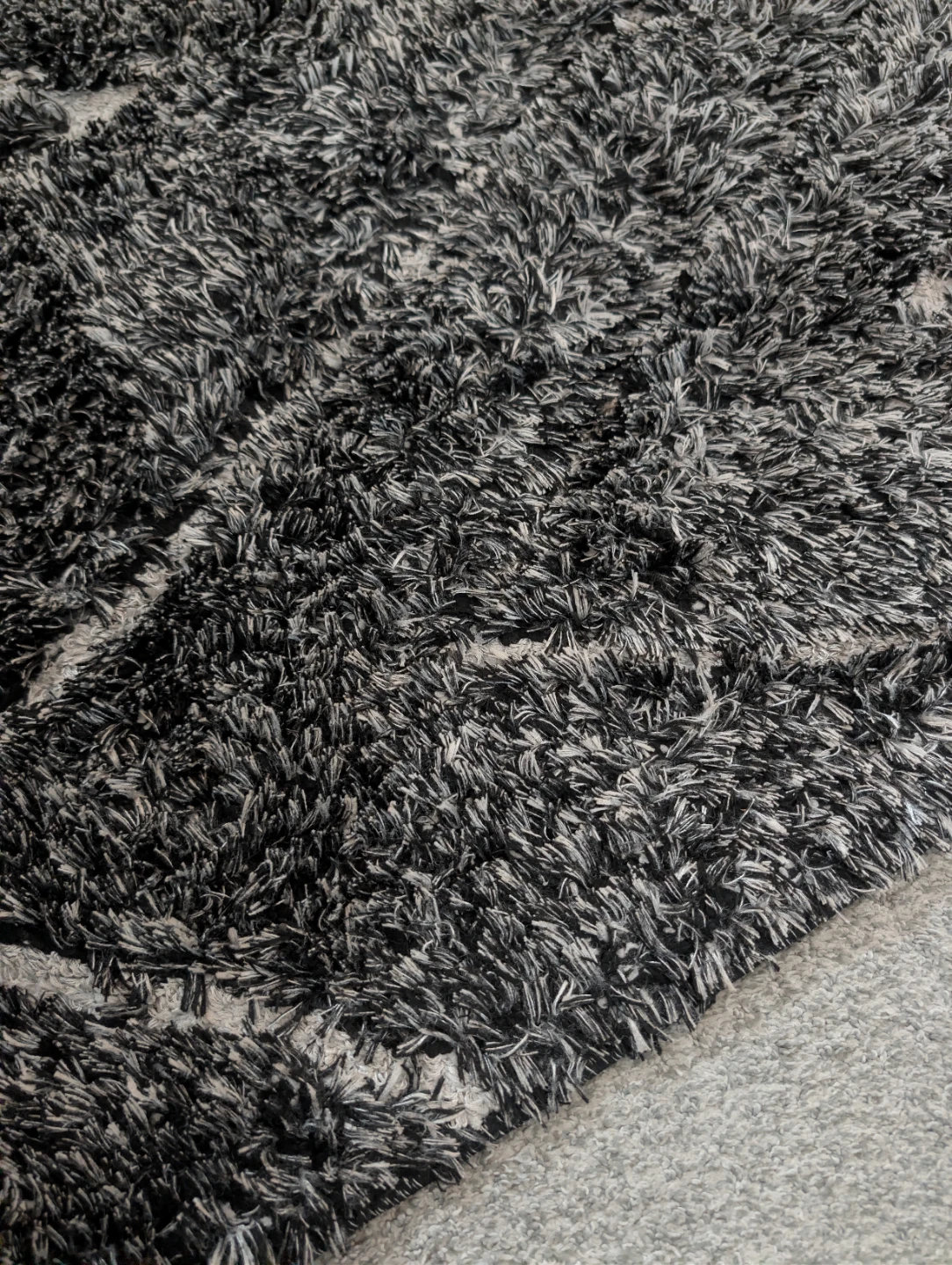 Black and white shaggy area rug - photo 4