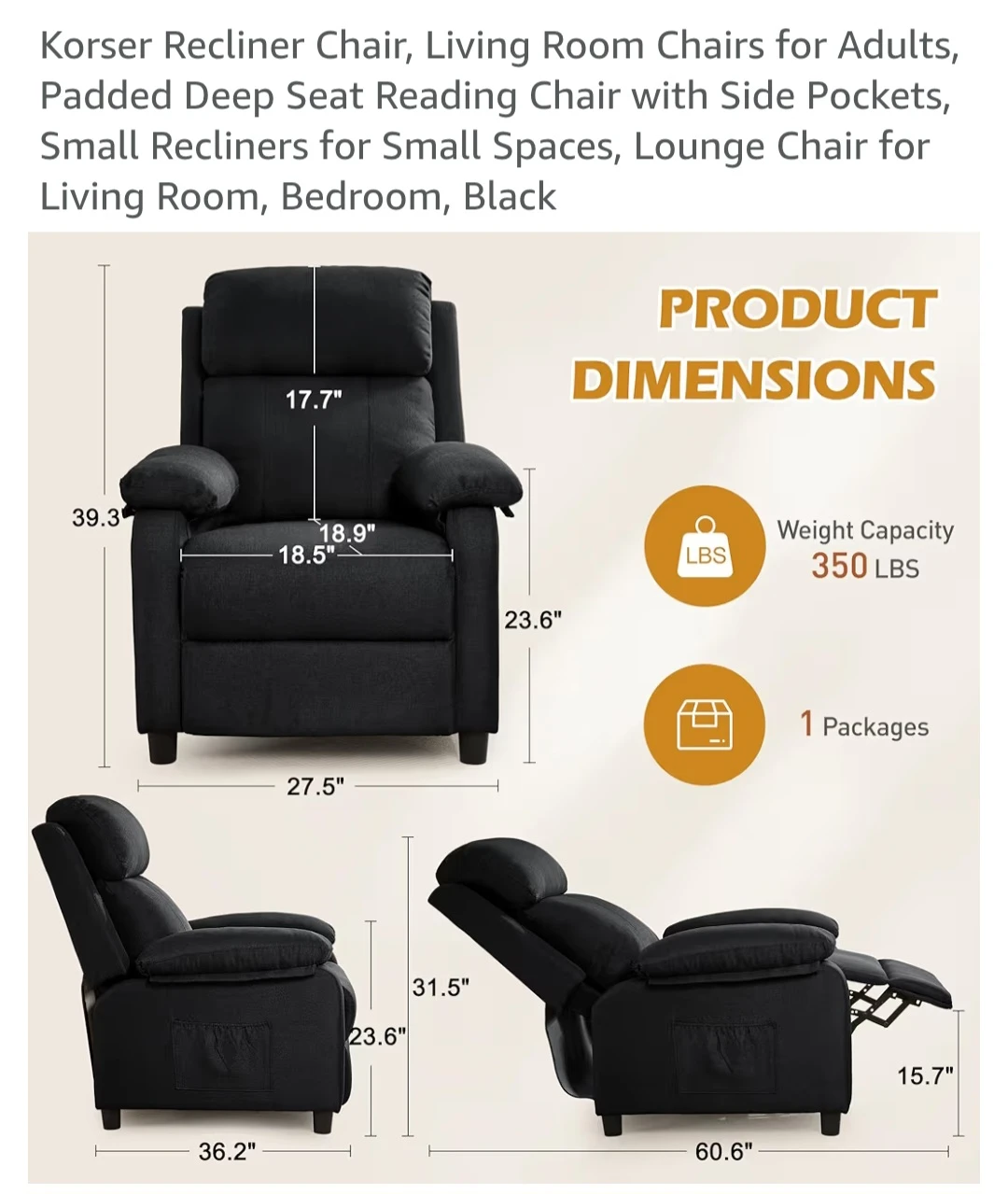Korser Black Recliner Chair - photo 2