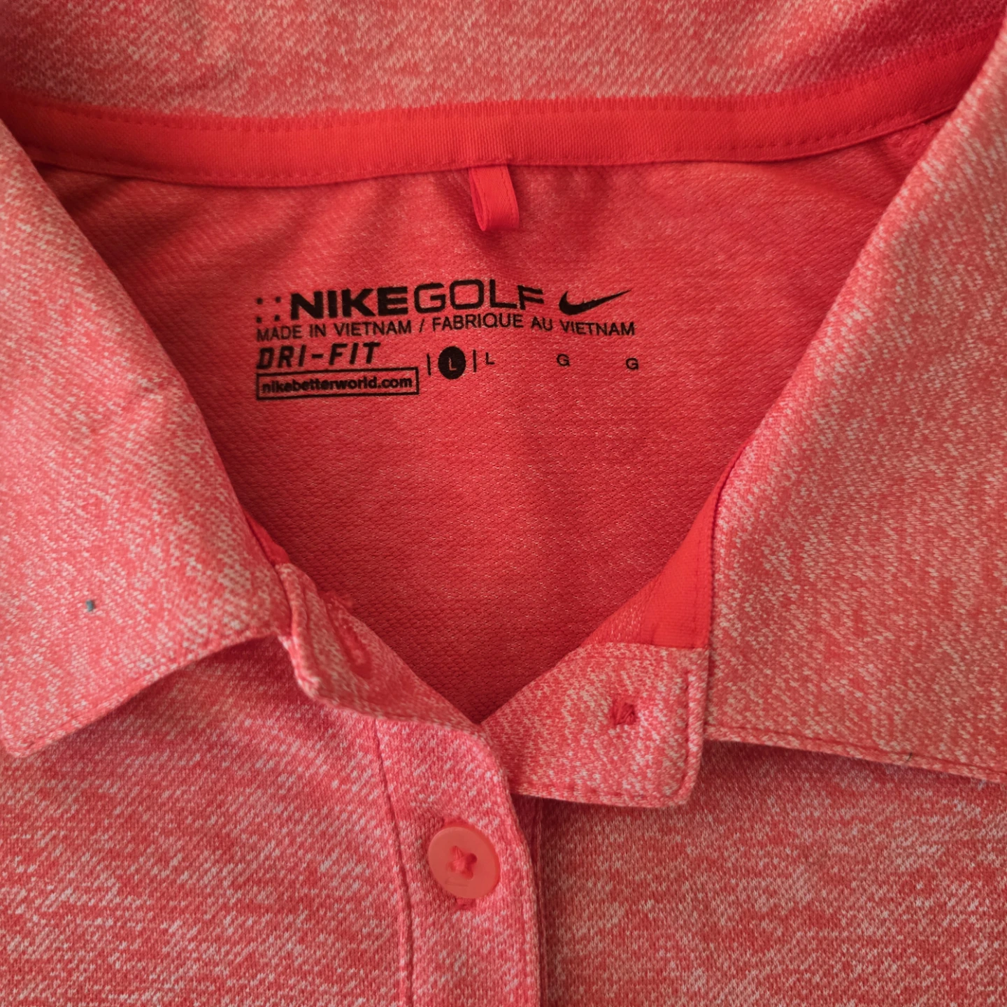 Nike Golf Dri-Fit Polo Shirt - Coral - Size L - photo 3