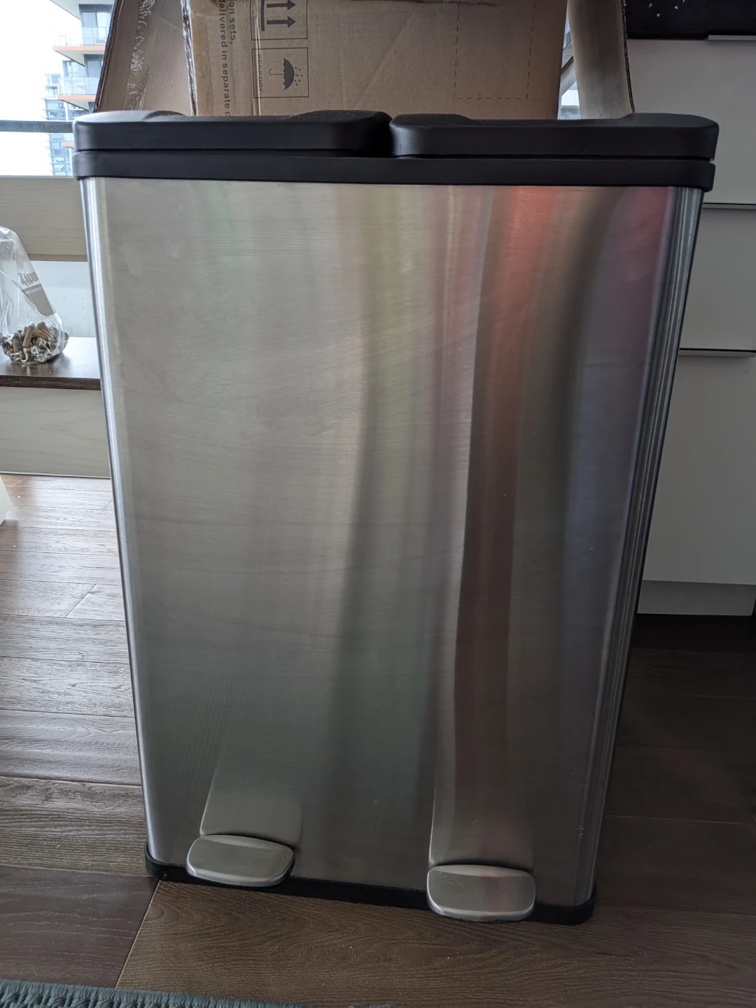Dual Compartment Stainless Steel Recycling Bin