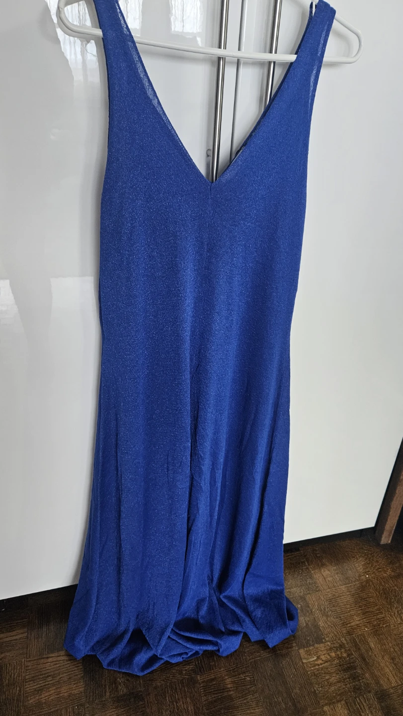 Mango- Royal blue Long Sleeveless V-Neck Dress - photo 2