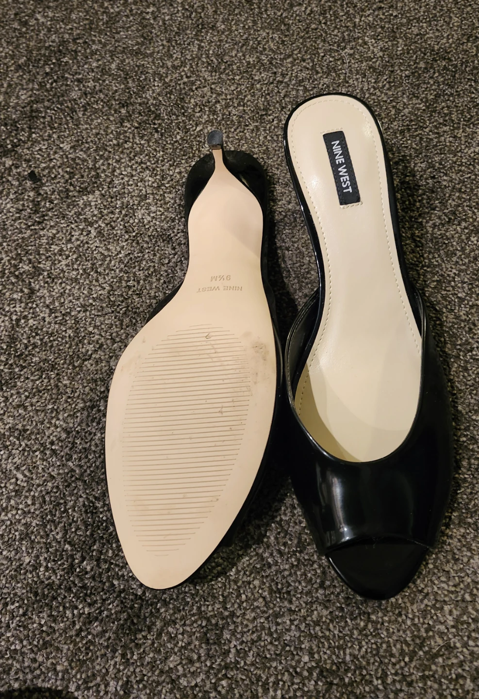 Nine West Black Patent Peep Toe Mules - photo 3