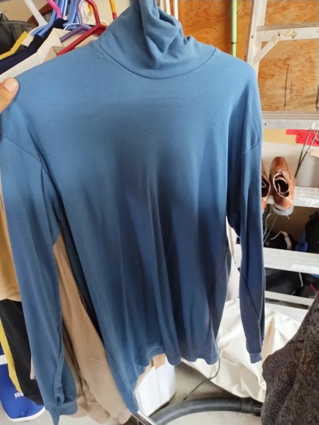 Blue Turtleneck Long Sleeve Shirt