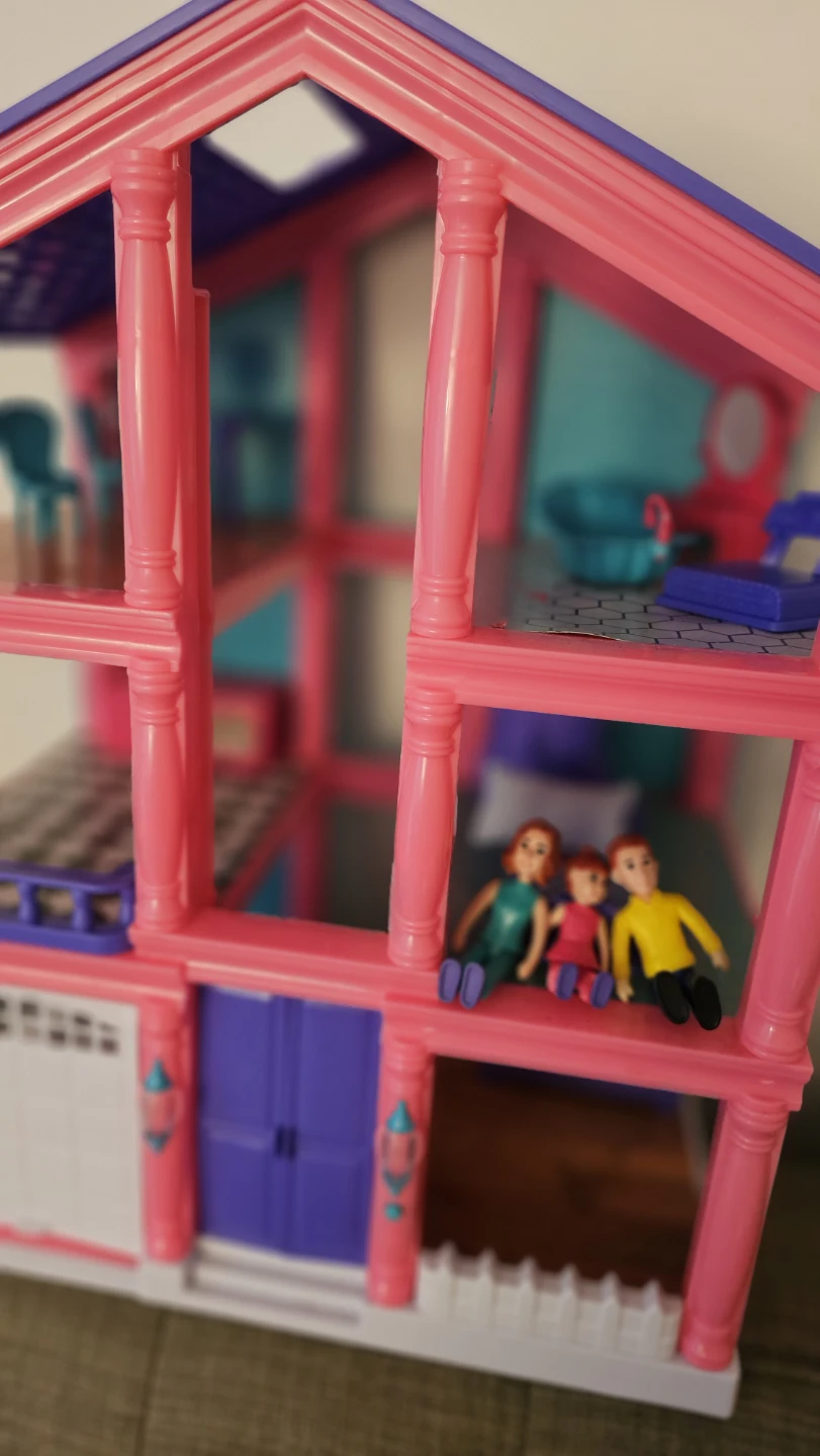 Three-Storey Dollhouse with Family Figures - photo 2