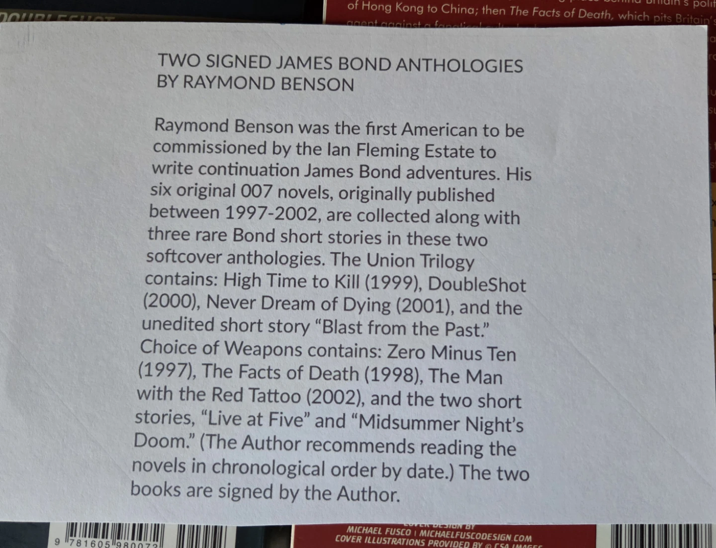 Signed Raymond Benson James Bond Anthology Books - photo 4