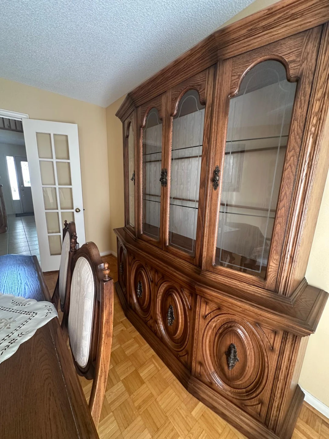 Large Wooden Dining Hutch with Glass Cabinet - photo 5