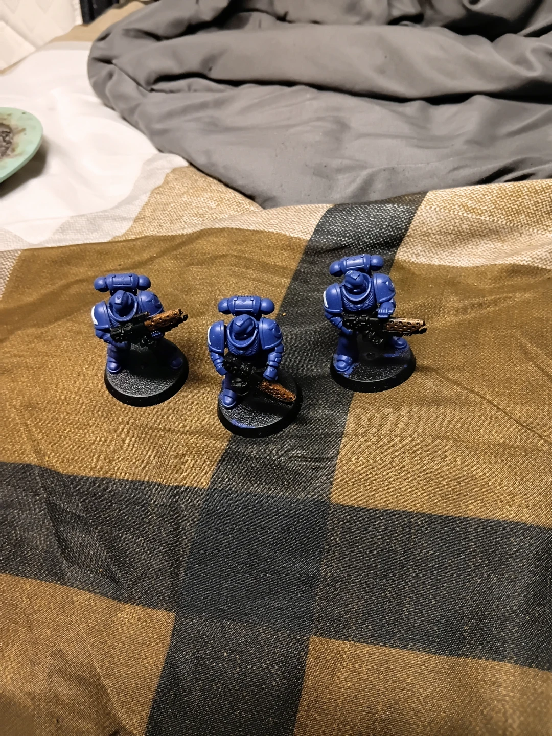 3 Blue Space Marine Miniatures