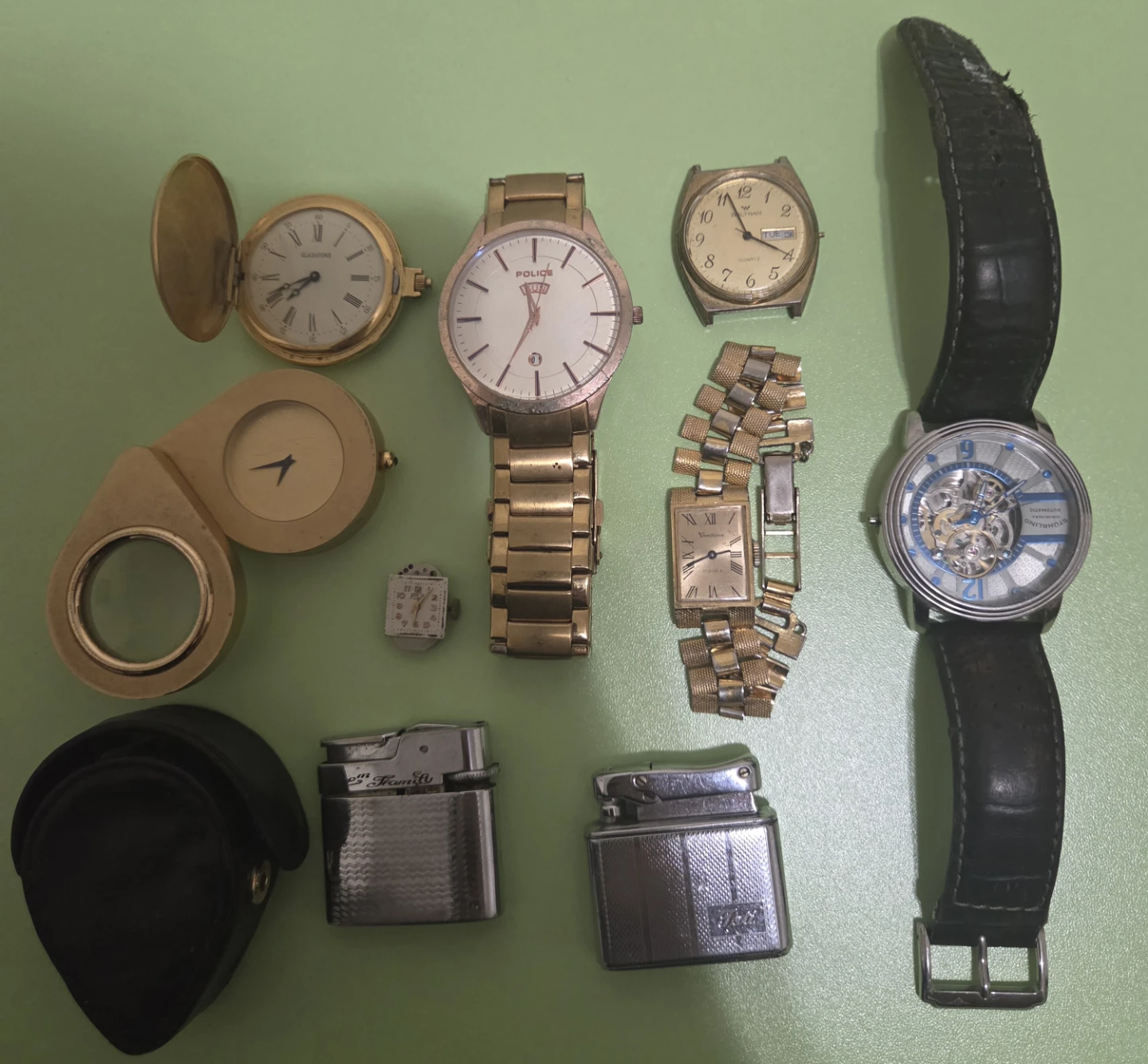 Vintage watches and lighters lot - need repair