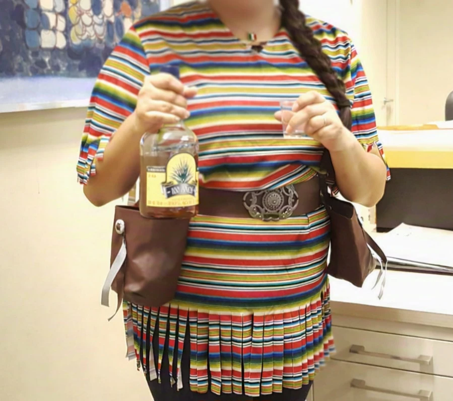 Mexican Style Serape Poncho and Belt Set