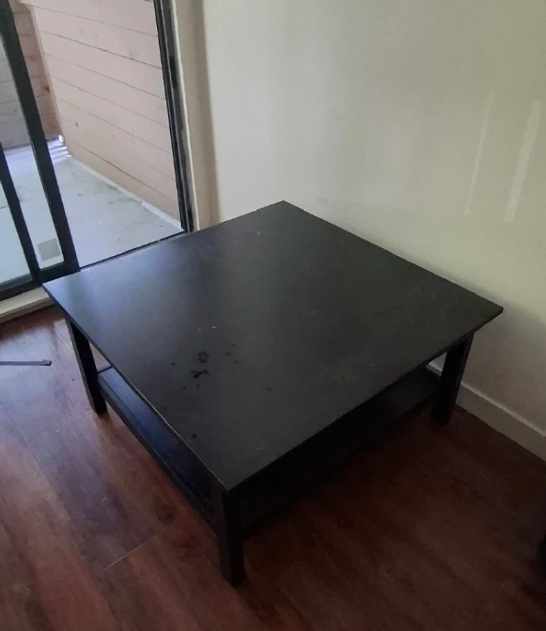 Black Square Coffee Table with Shelf - photo 2
