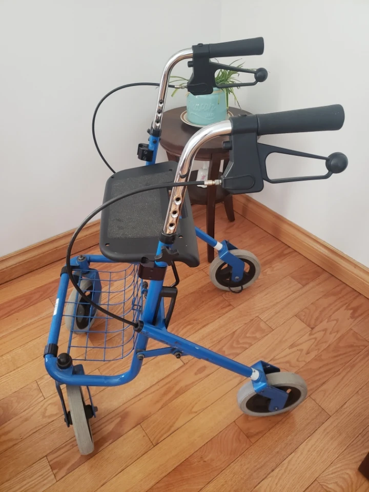 Blue Four-Wheel Rollator Walker with Seat and Basket - photo 5
