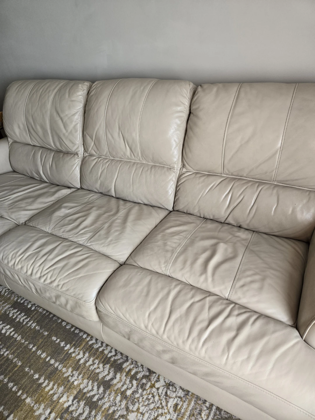 Beige Leather Sofa and Loveseat Set - photo 2