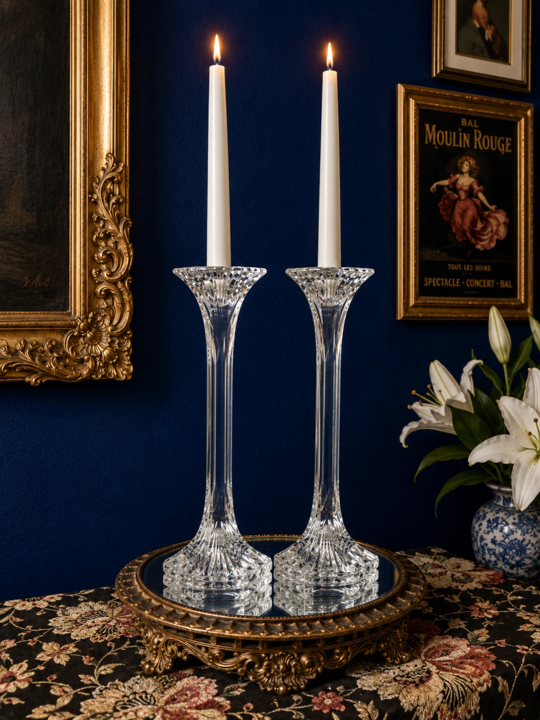 Two Vintage 80s Excelsior Mikasa Crystal  Candle Holders