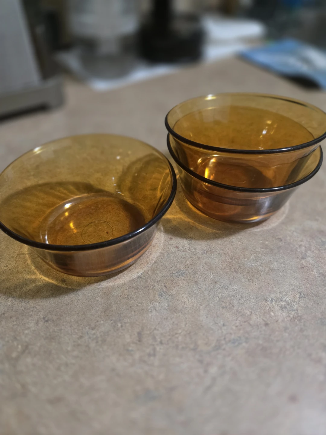 3 small 90s glass bowls