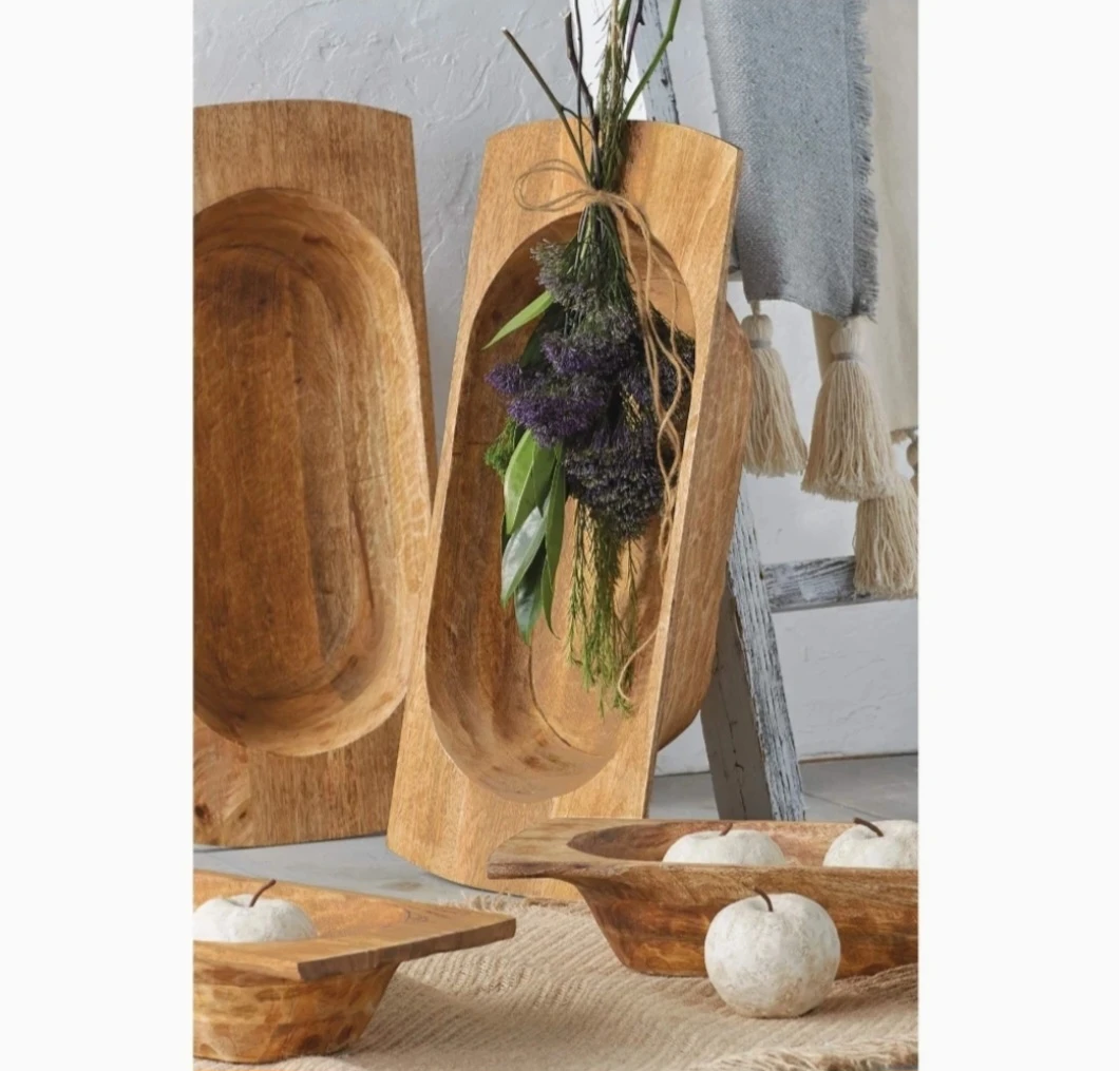 NEW Mud Pie Wooden Dough Bowl | 20" or 24" | Farmhouse Decor - photo 3