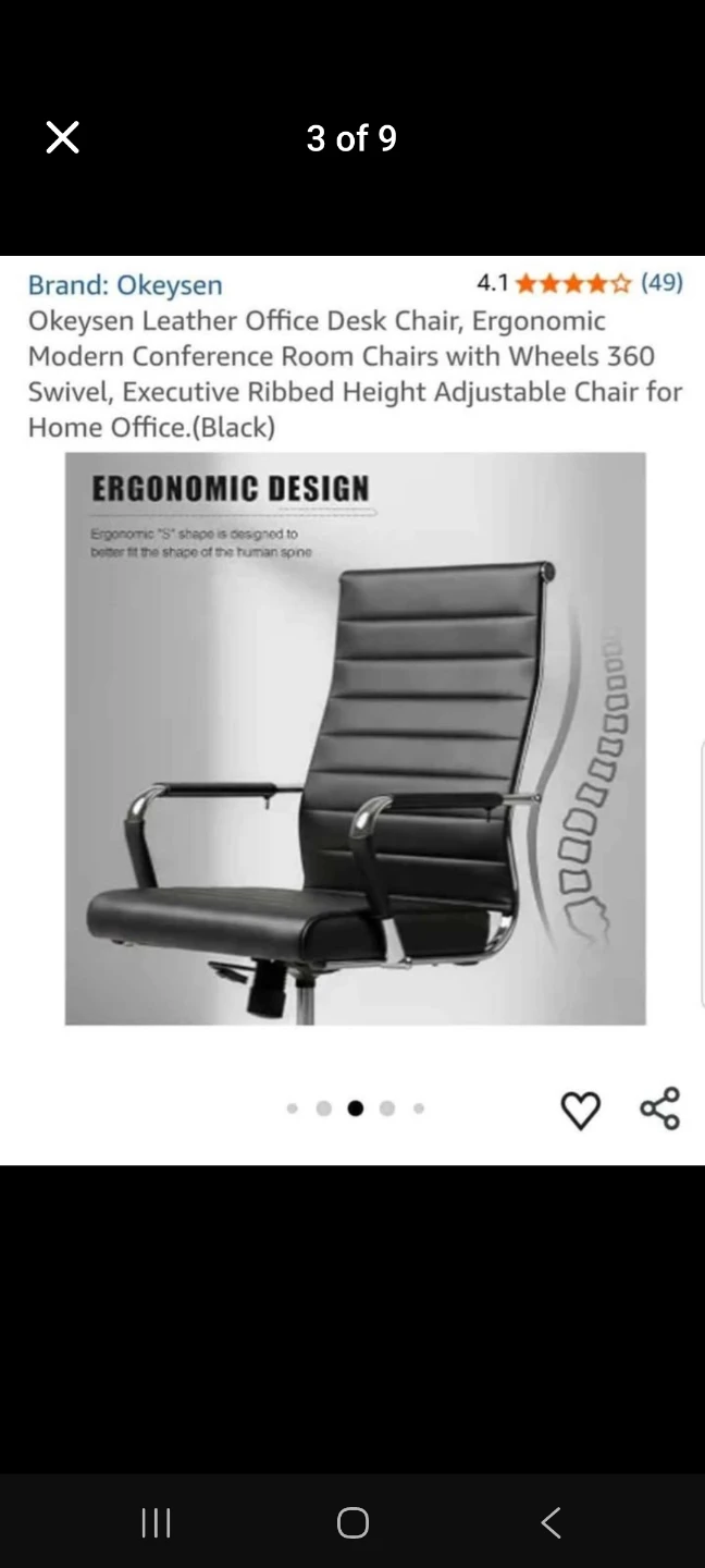 Okeysen Ergonomic Ribbed Office Chair - Black - photo 3