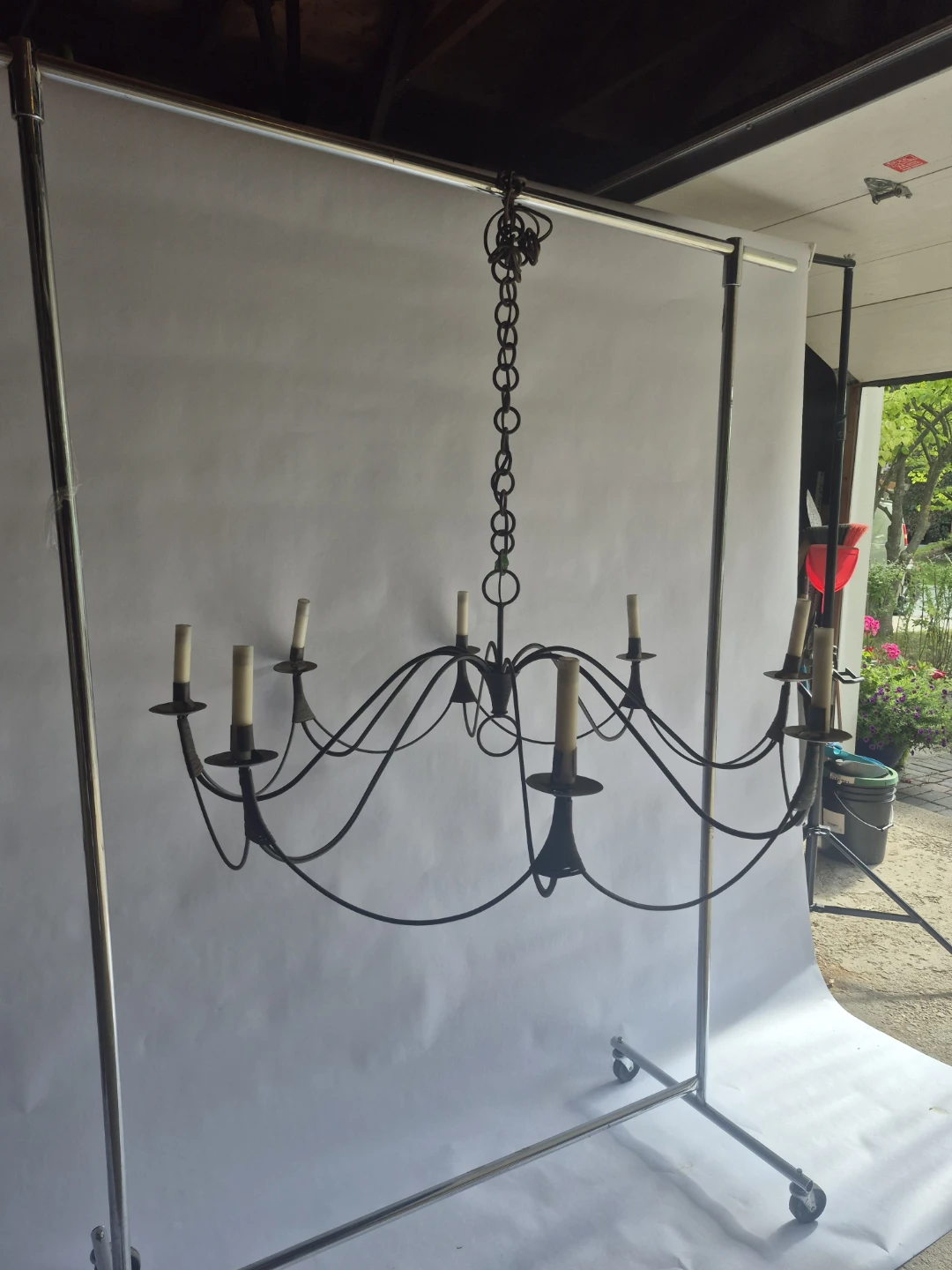 Antique 8 Bulb Rustic Hand Made Iron Chandelier From France - photo 4