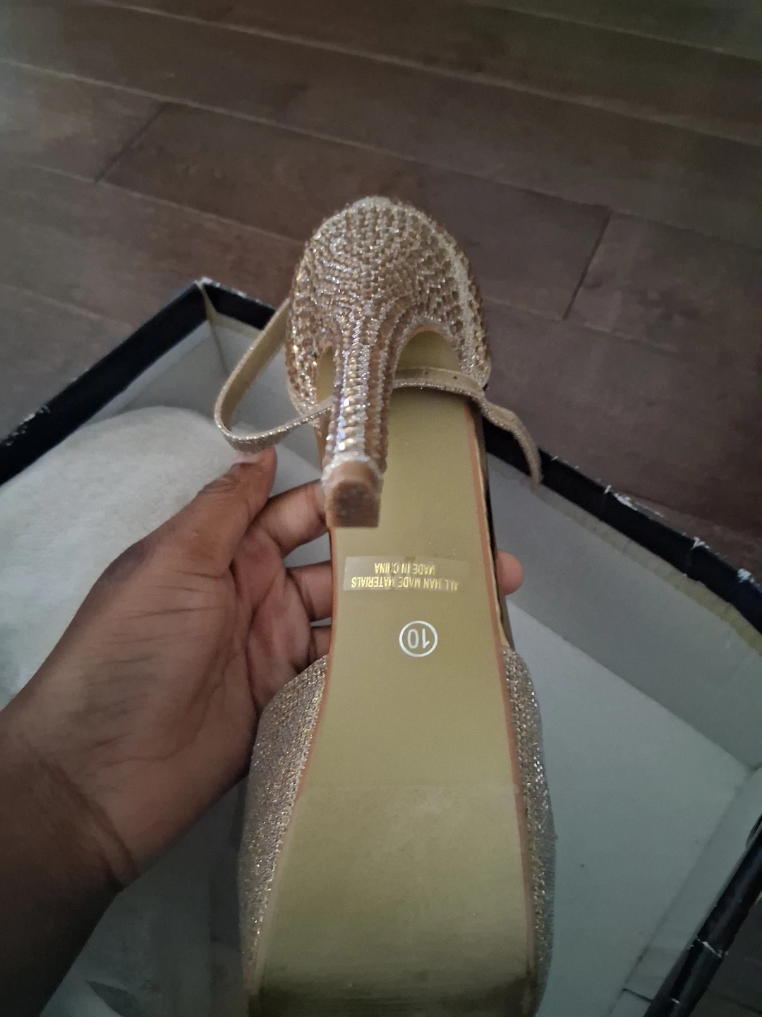 Alasonla Gold Glitter Stilettos Size 10 - photo 3