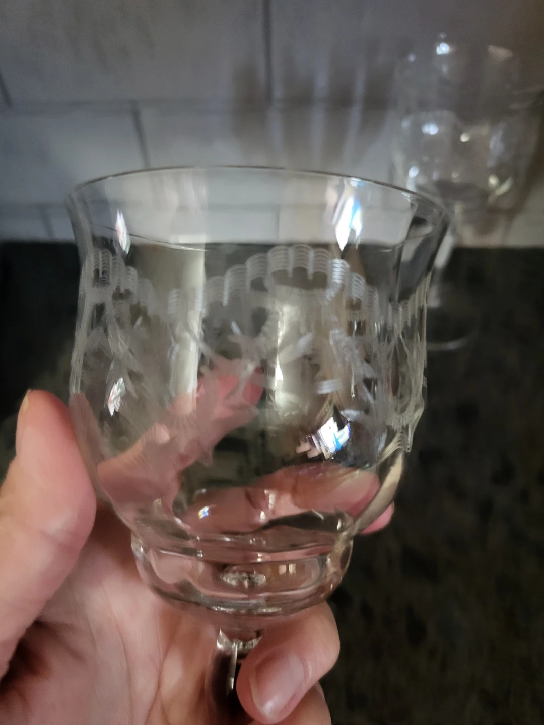Set of 4 vintage etched crystal glasses - photo 2
