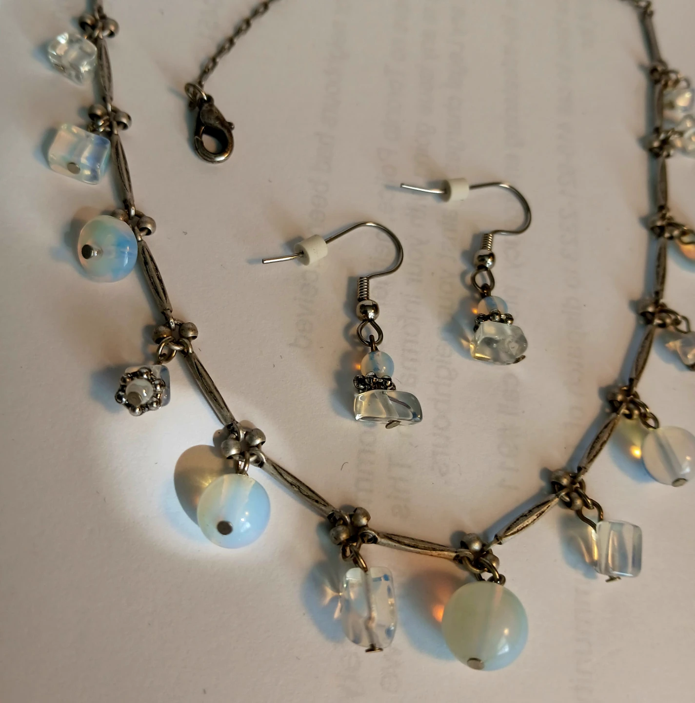 Moon stone necklace and earring set - photo 3