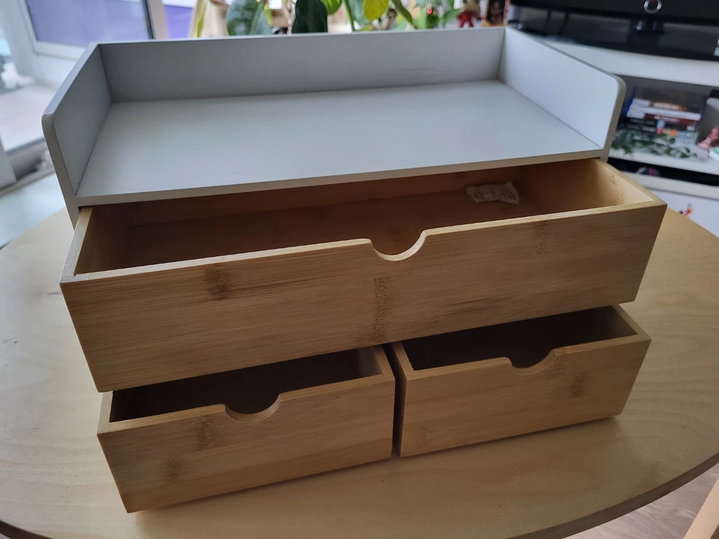 White and Bamboo Desktop Organizer with Drawers - photo 4