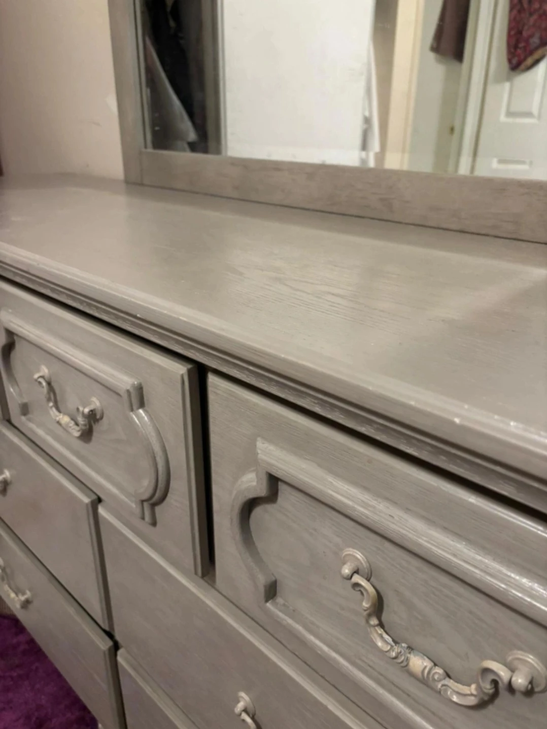 Grey Bedroom Dresser with Mirror