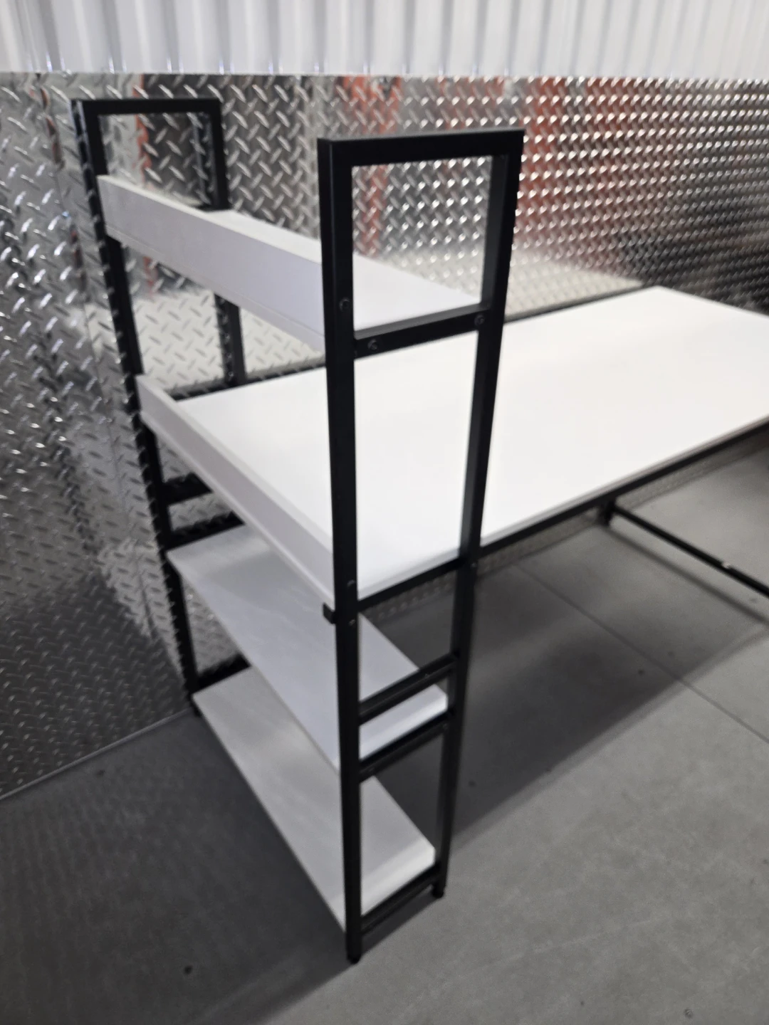 Modern Minimalist Office Desk with Shelving - Like New - photo 5