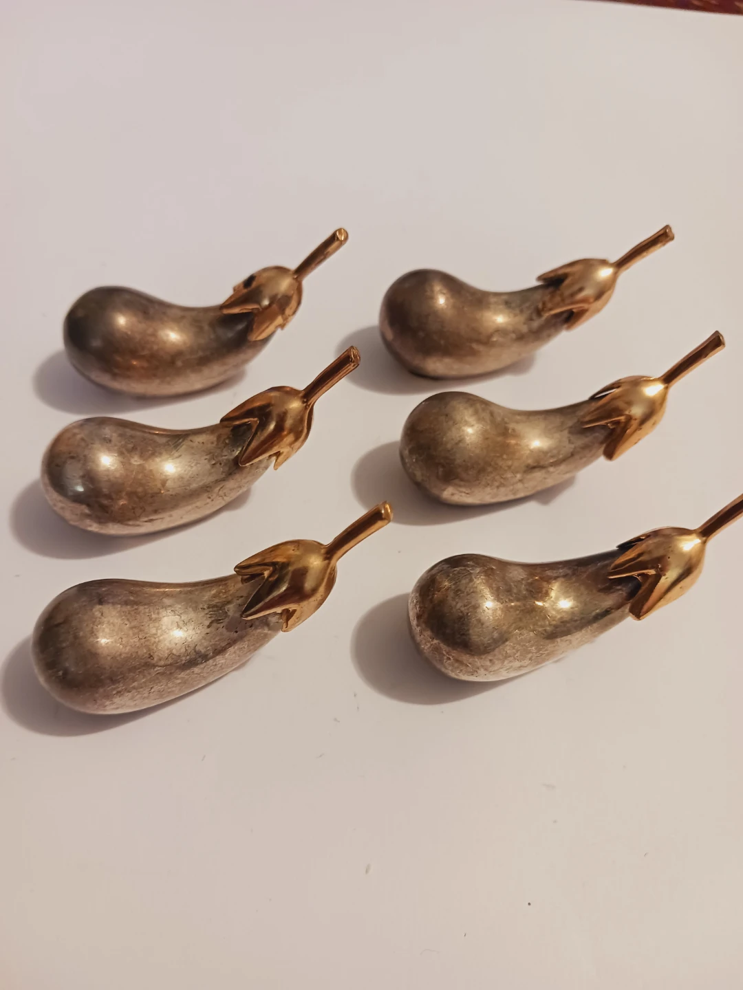 Set of 6 Silver Plated Eggplant Knife Rests/ Chopstick Rests - photo 4