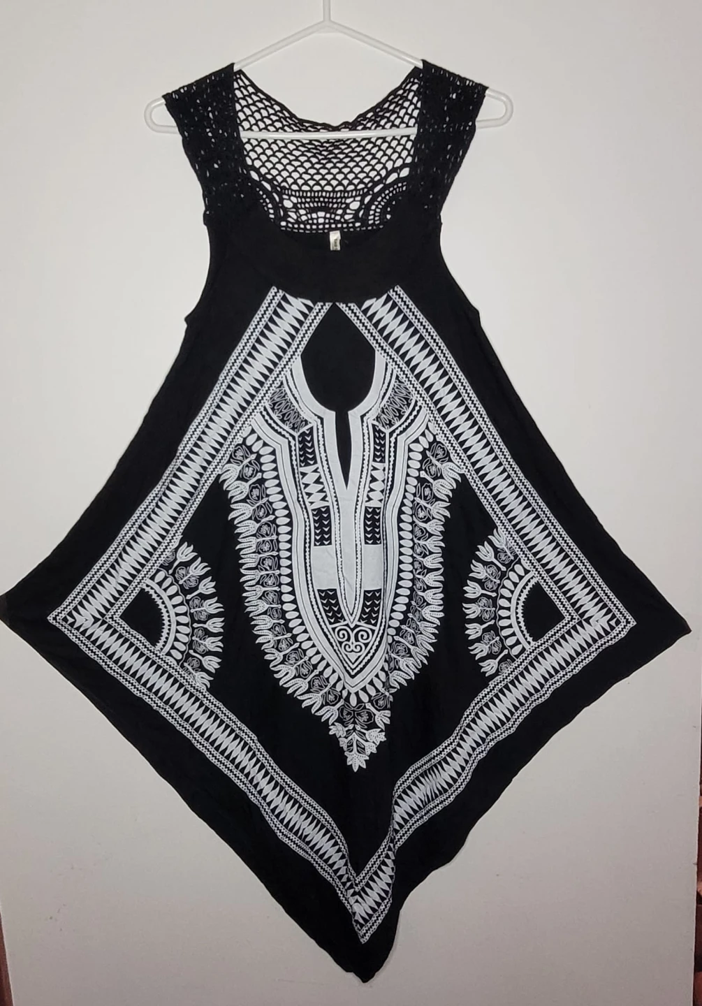 Black and White Dashiki Style Crochet Dress - photo 4