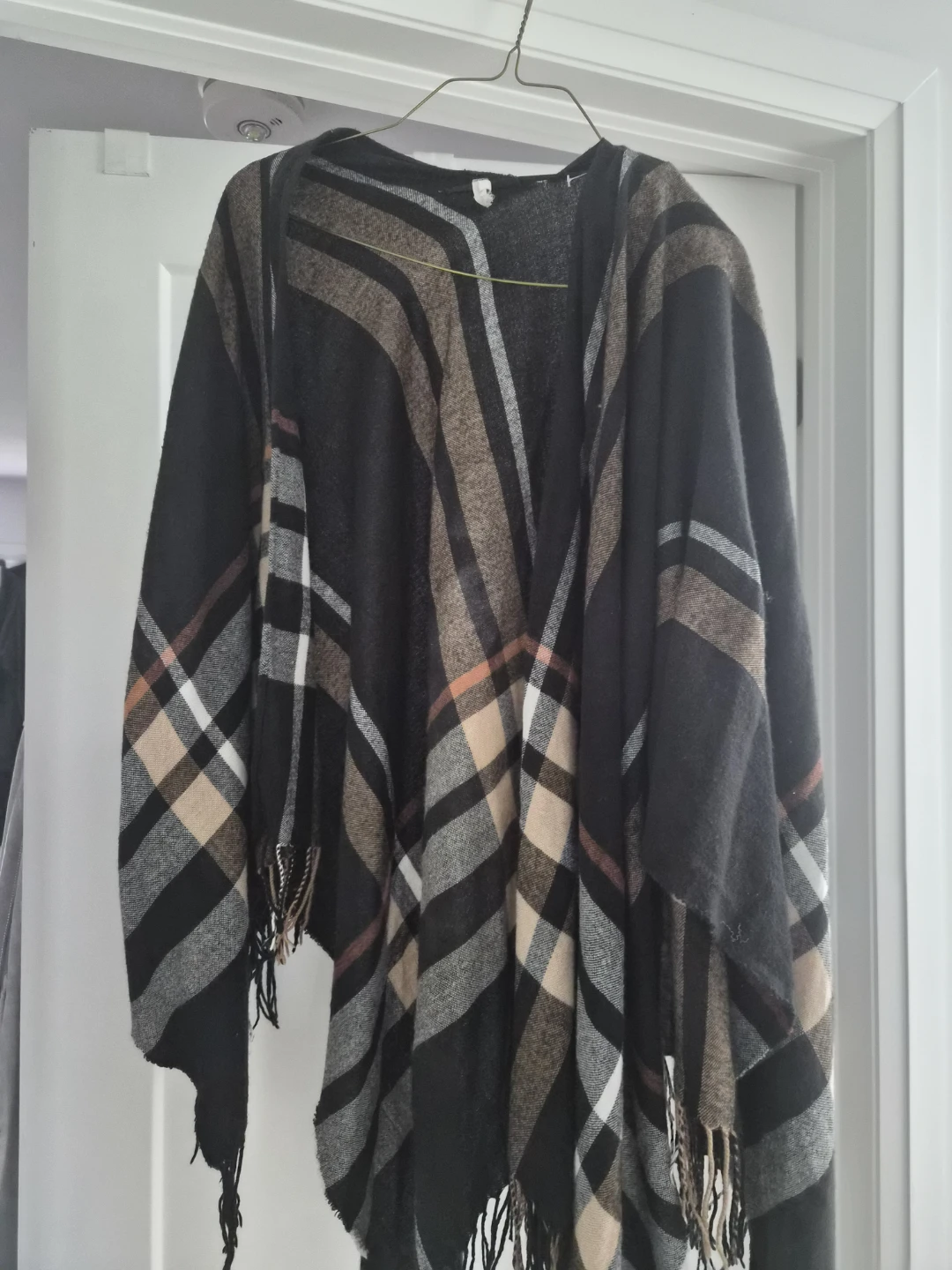 Plaid Blanket Wrap Poncho