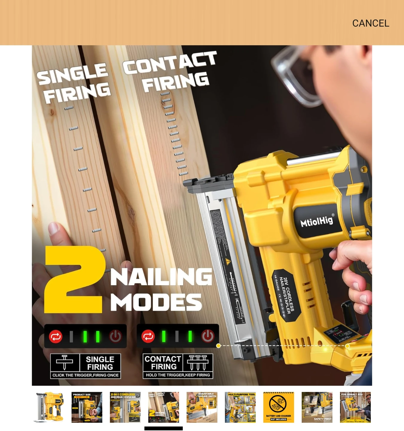 MtiohHig 20V Cordless 2-in-1 Brad Nailer / Staple Gun - photo 4