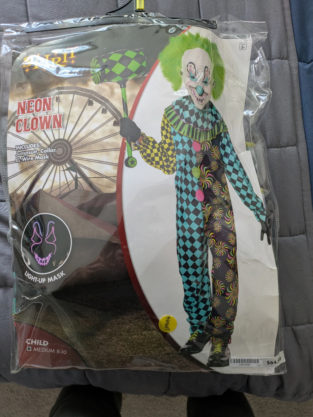 Spirit Neon Clown Child Costume Medium 8-10