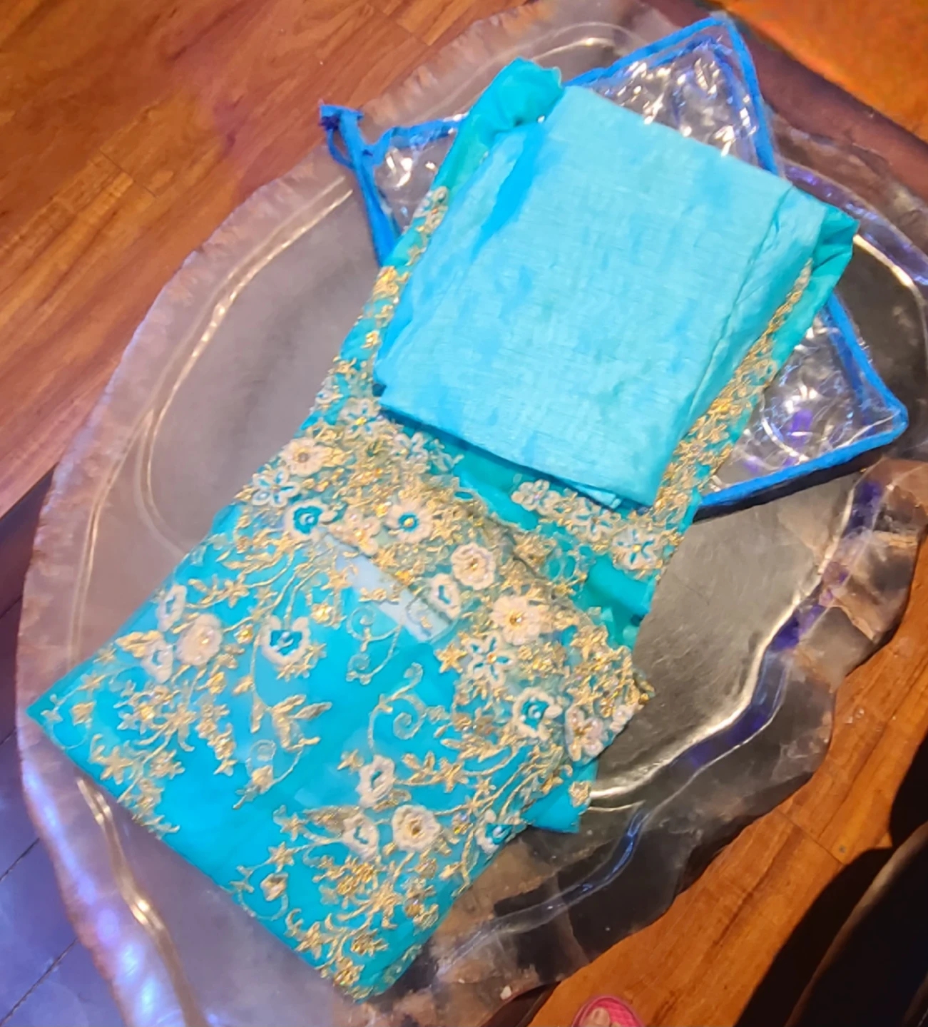 Turquoise Embroidered Ethnic Suit Set - photo 2